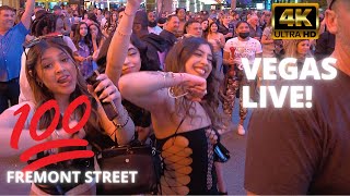 Fremont Street Las Vegas at night 4K [upl. by Annahaj]