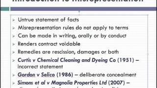 Misrepresentation Lecture 1 of 4 [upl. by Anifares]